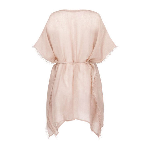 Metallic Gauzy Linen Pink Kaftan - 40% off