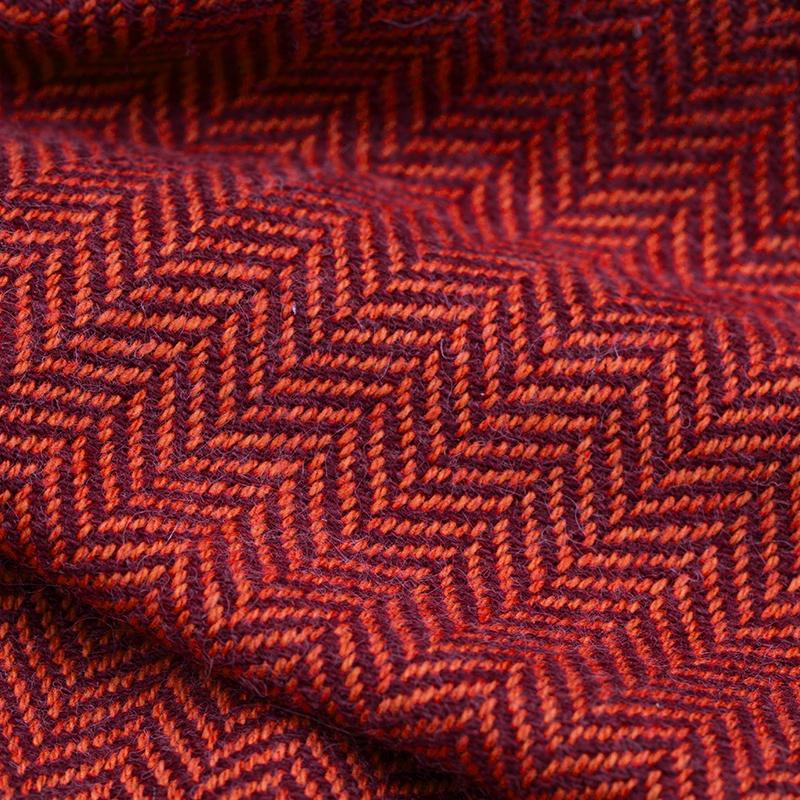 Thread and Scarf Scarves Luxury Thread Red Tales Herringbone Hand Company Tales Co. – – Sustainable Wraps Woven Blend | Cashmere